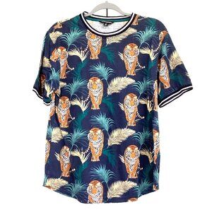 Distortion Men's Tiger prints All-over Graphic Tee Size M